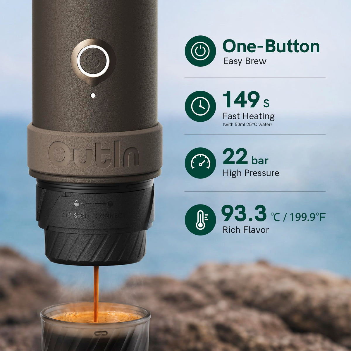 Portable Electric Espresso Machine with Self-Heating H566009