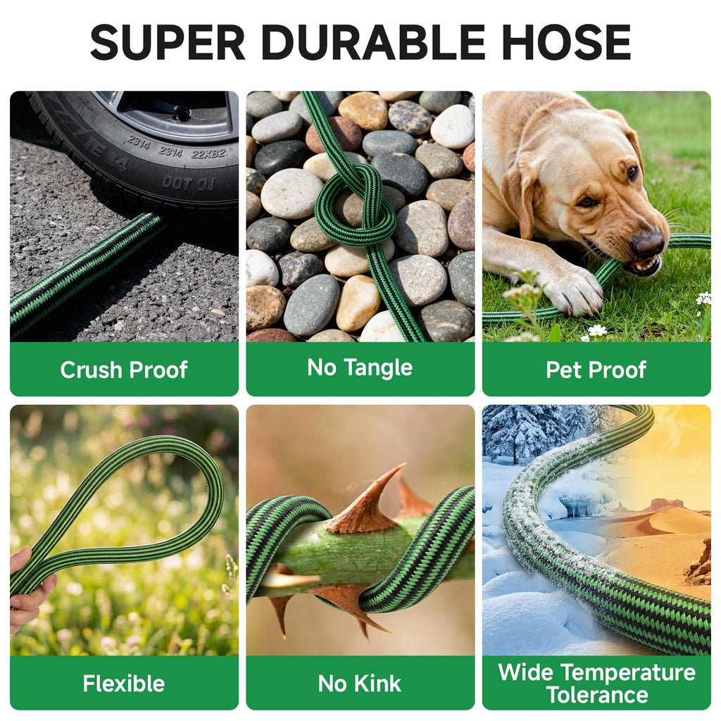 100FT Non-Expandable Kink-Free Garden Hose with Spray Nozzle B4516