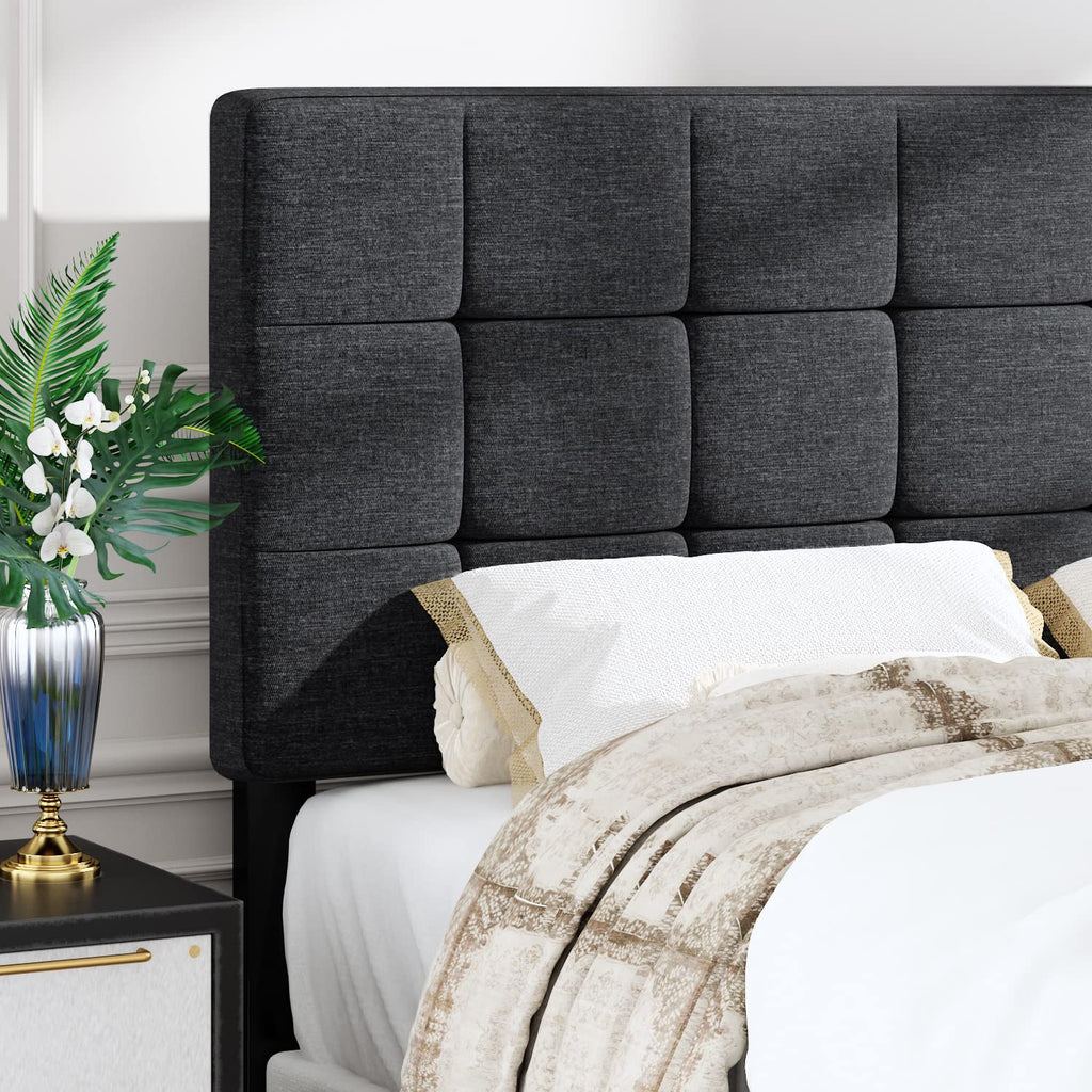 Queen Size Panel Bed Frame Dark Grey R186029