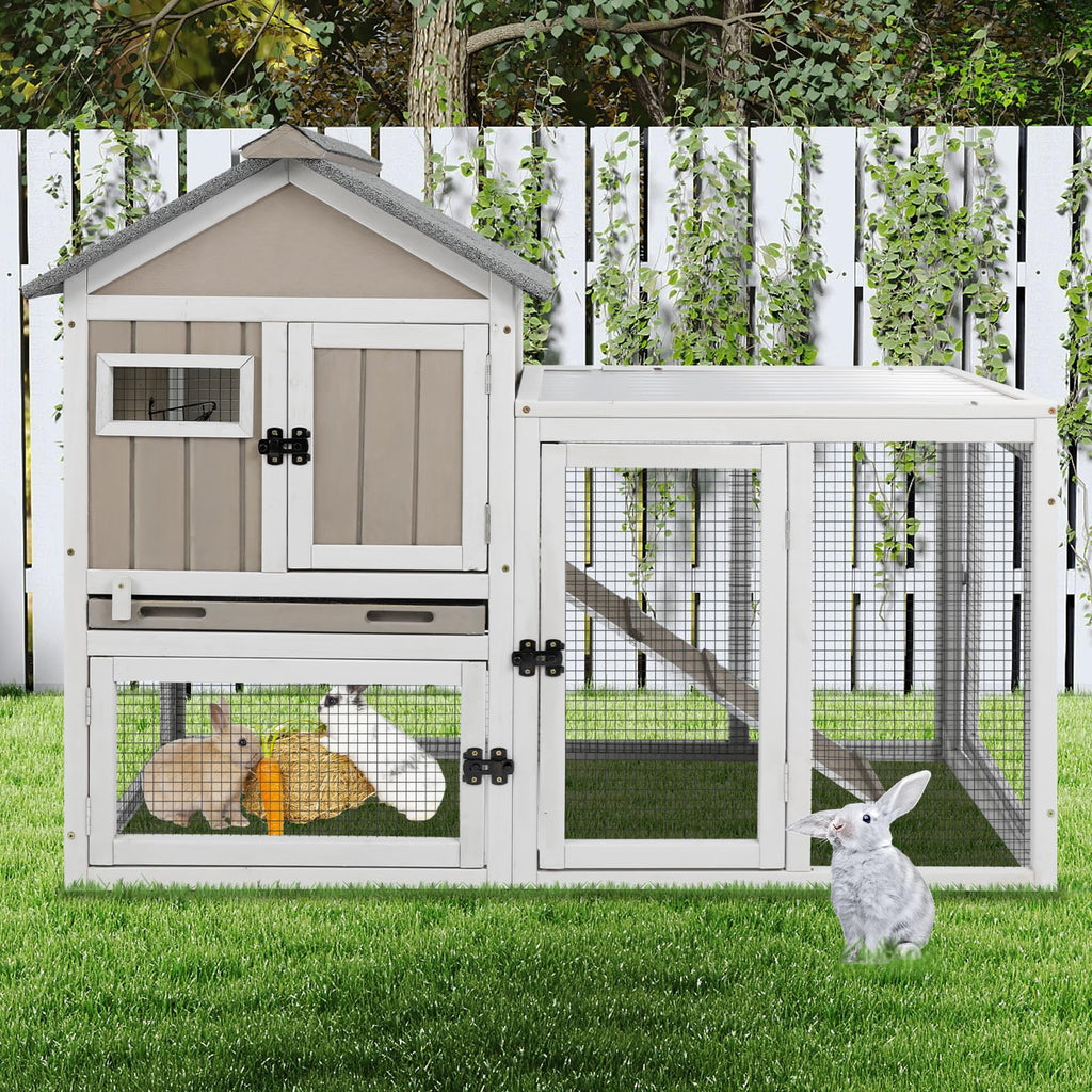 48" L 2-Story Rabbit Hutch with Ramp V1153