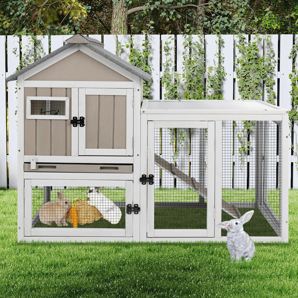 48" L 2-Story Rabbit Hutch with Ramp V1153