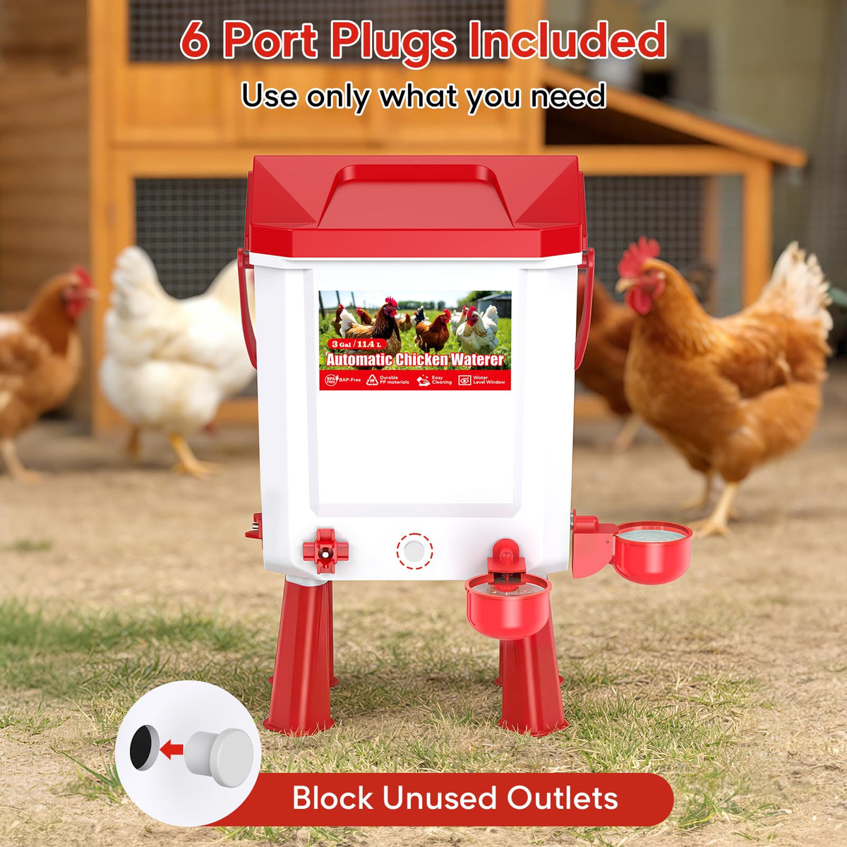 Automatic Chicken Waterer with Float Valve, 3 Gallons K977729