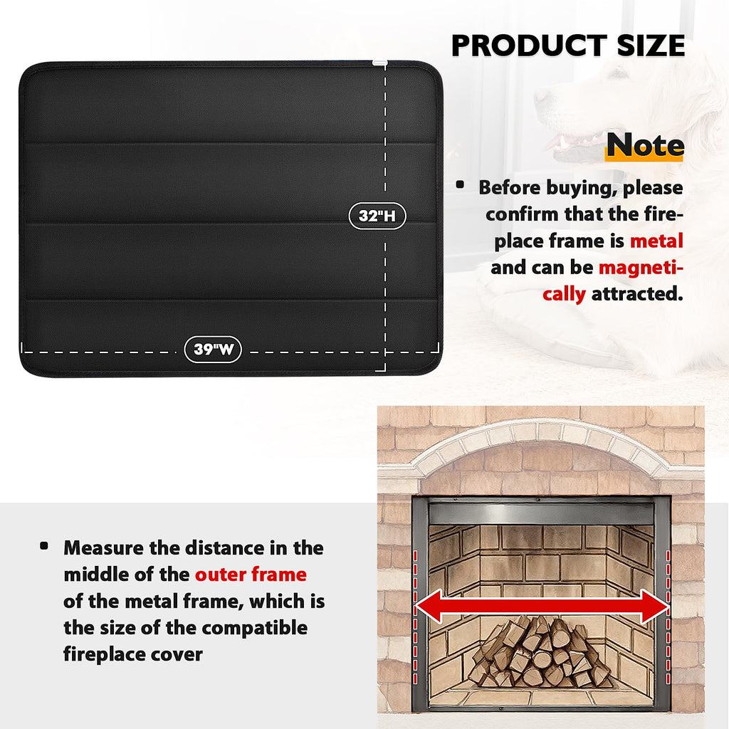 Black Magnetic Fireplace Cover O870