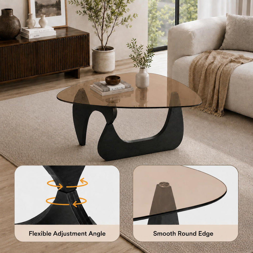 Glass Coffee Table with Black Wood Base K1215