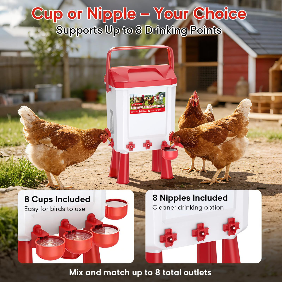 Automatic Chicken Waterer with Float Valve, 3 Gallons K977729