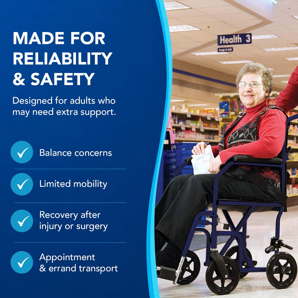 Folding Transport Wheelchair with 19 inch Seat H4428