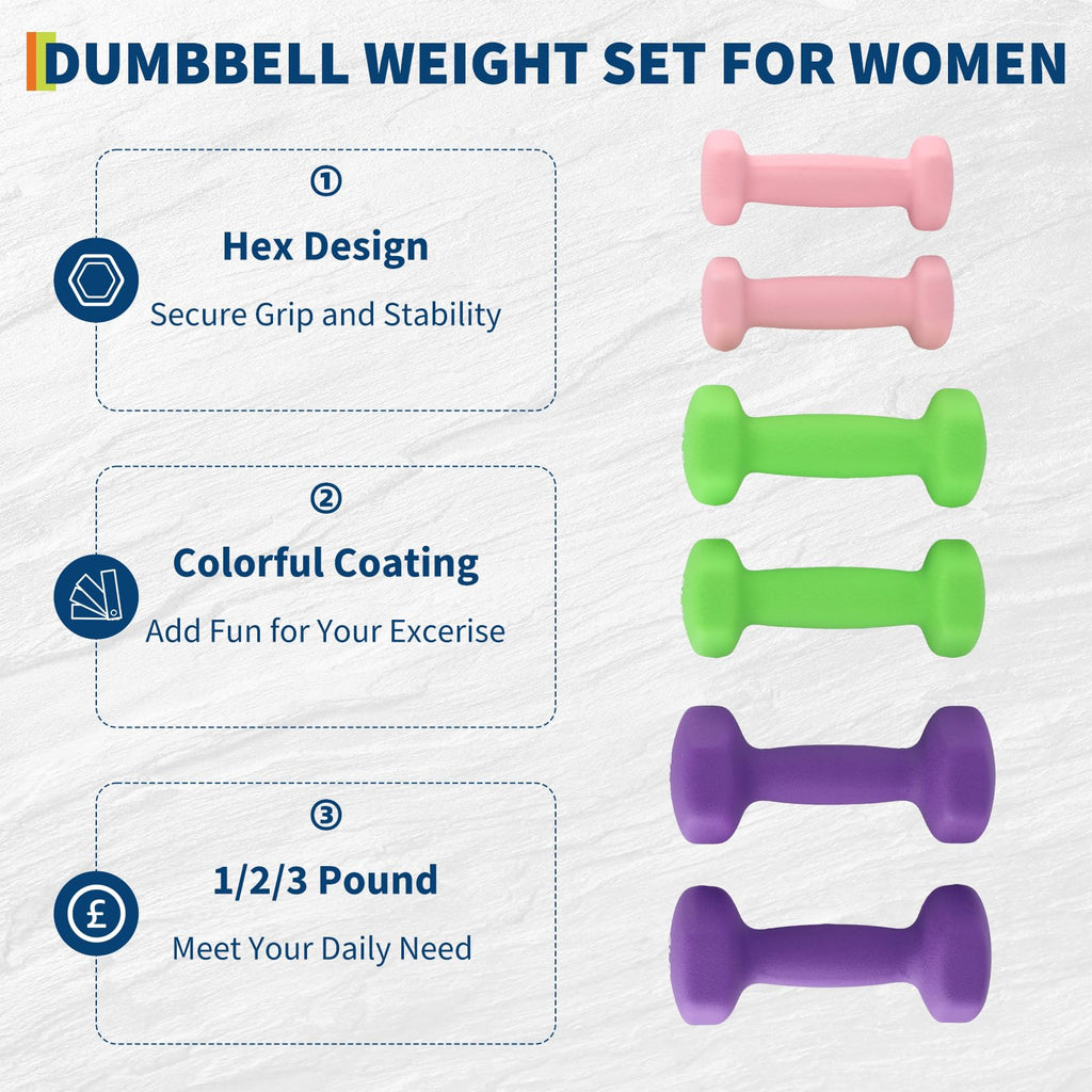 Neoprene Hex Dumbbell Set with Rack V56185