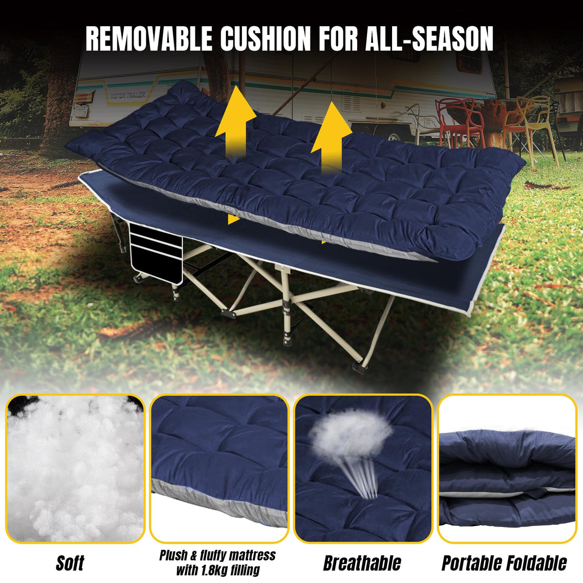 Folding Camping Cot with Removable Mattress and Carry Bag B73184