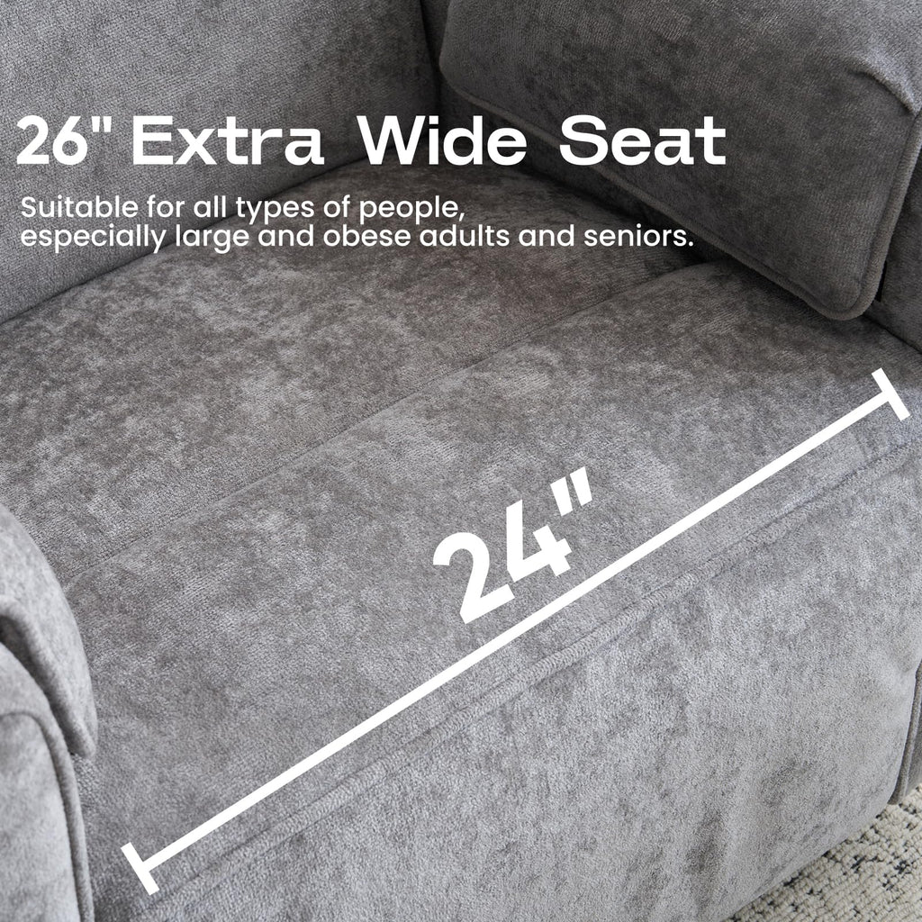 Oversized Swivel Rocking Recliner Chair with USB Ports, Grey Z6000